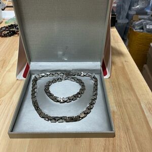 Men’s Biker Style Necklace and Bracelet Set by Zales